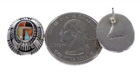 Multicolor Inlay Jewelry Sterling Silver Post Earrings AS34557